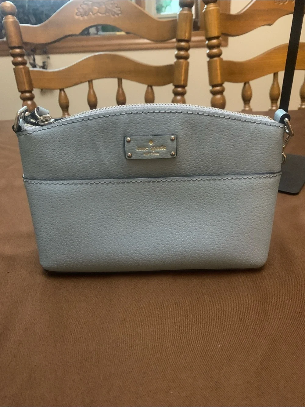 kate spade Light Blue Pebbled Leather Chain Crossbody